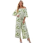 Love Welove Fashion Jumpsuits for Women Dressy Casual – Floral Spring Off Shoulder Wide Leg One Piece Romper Outfit