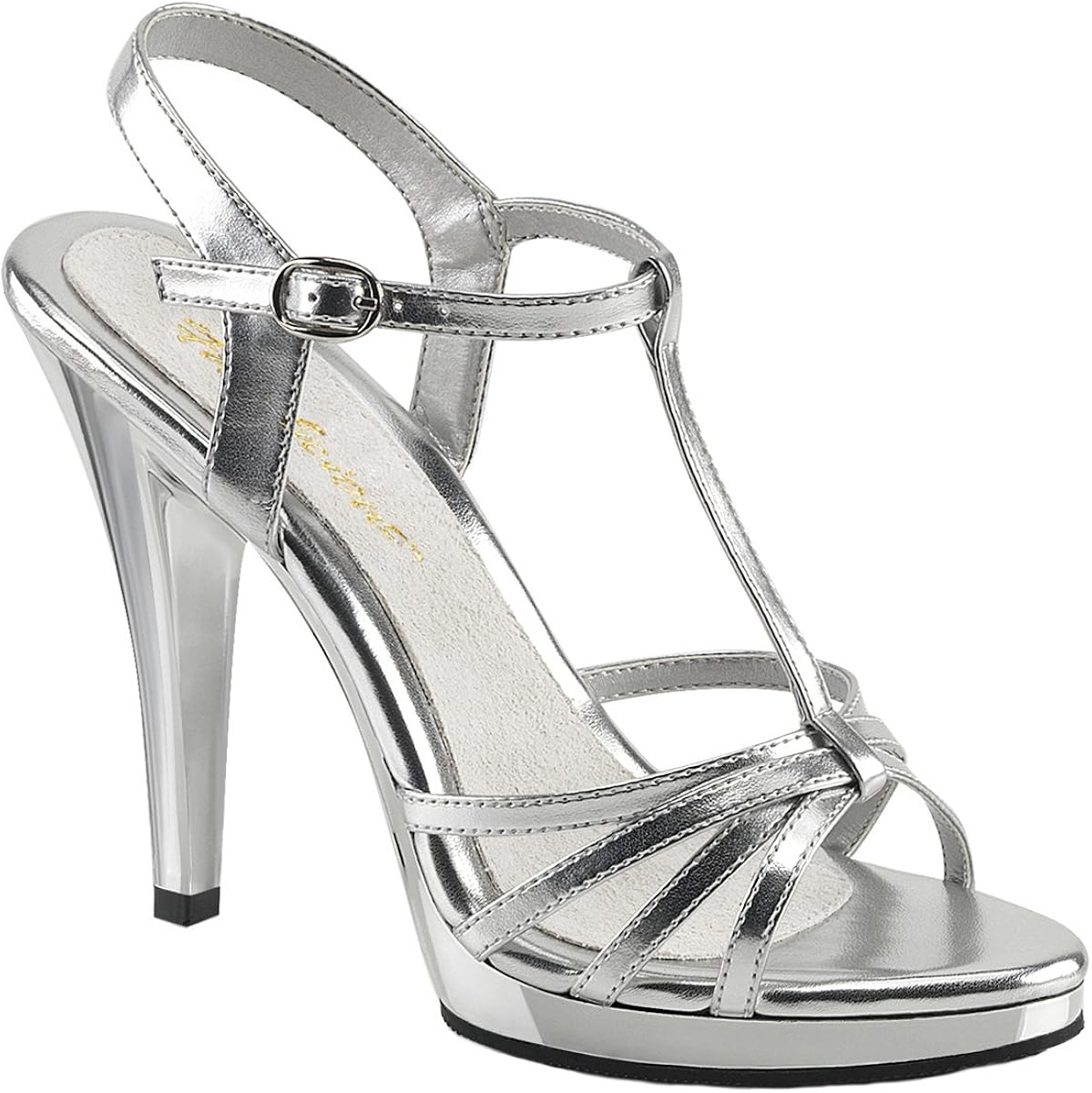 black heels with silver strap