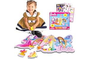 Barbie Floor Puzzle for Girls - Bundle With 28 Pc Friends Foam Puzzle Plus Stickers | Toys and Games for Toddlers, Kids