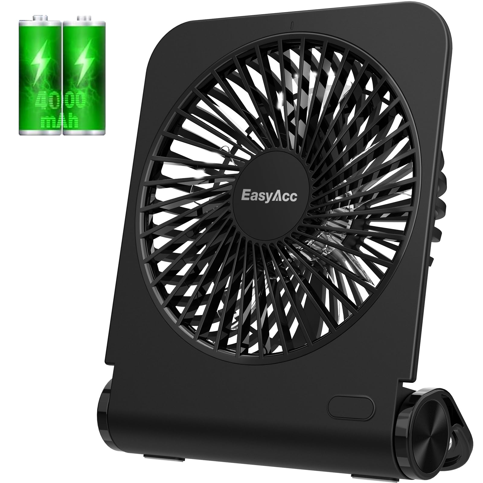 Photo 1 of EasyAcc Small Travel Desk Fan, 4000 mAh Slim Portable Fan for Slumber Pod Camping, 180°Tilt Folding, Fully Foldable, Rechargeable, Office Desktop Desk Camping Travel Accessories