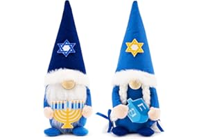 BAIVV Hanukkah Gnomes Decorations - 2 Pack Blue & White Stuffed Doll Plush, Jewish Holiday Table & Home Decor, Gift Idea for Festival of Lights Celebrations