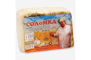 TEAMORE Bazarnoe Salo-Solomka, Cured Pork Fat With Garlic, appx. 1 lb , All Natural , NITRATE FREE, NITRITE FREE, MSG FREE