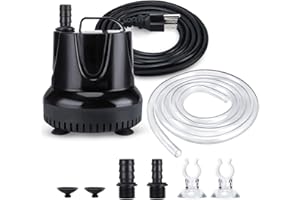 CWKJTOP CWKJ Fountain Pump, 550GPH (40W 2200L/H) Submersible Water Pump, Durable Outdoor Fountain Water Pump with 6.5ft Tubing (ID x 1/2-Inch) for Aquarium, Pond, Fish Tank, Water Pump Hydroponics, Backyard