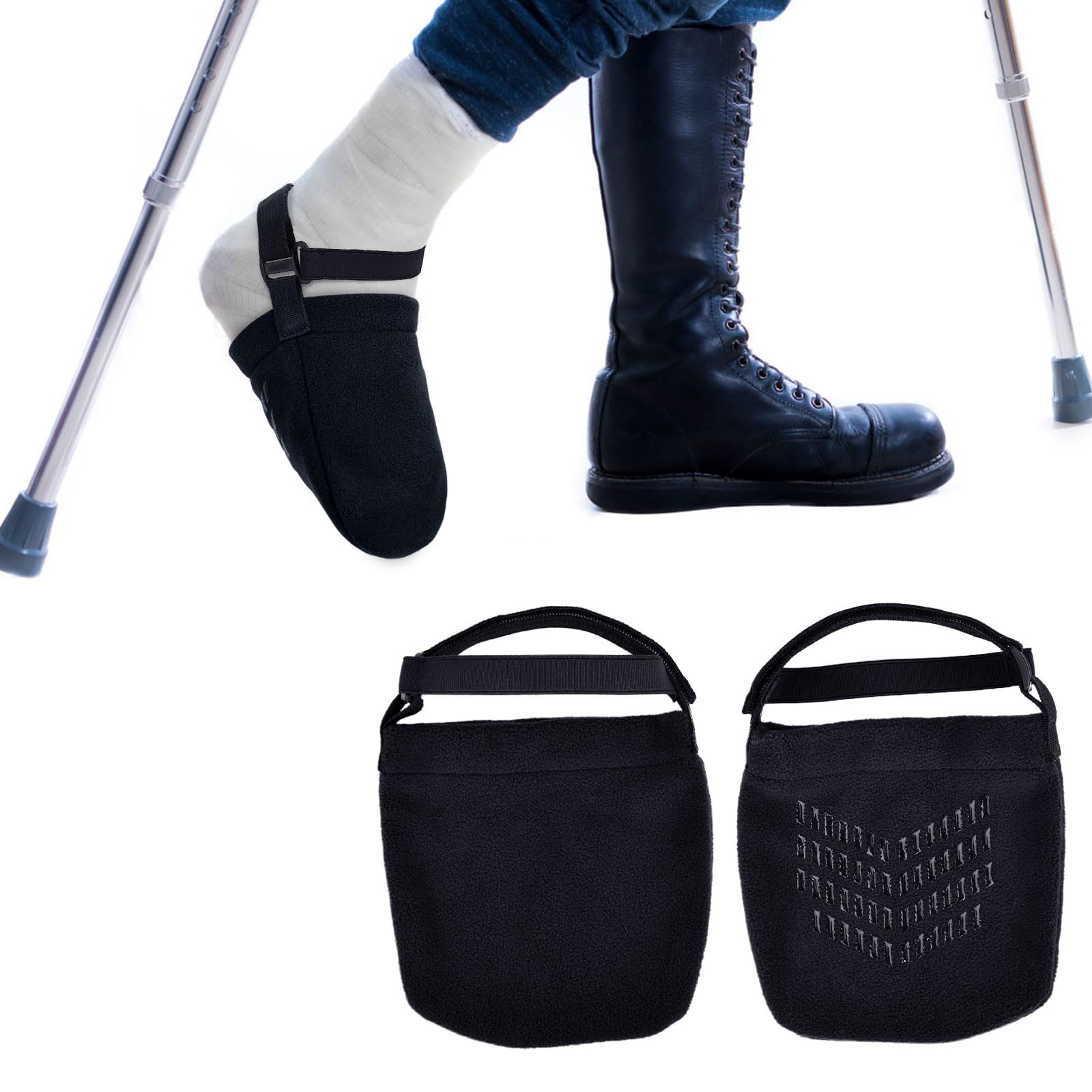 Photo 1 of APDTEK (Upgraded) 2 PCS Protective Cast Socks Toe Covers with Fixed Strap for Foot, Soft Warm Cast Socks Over Cast for Men Women Adults, Adjustable Non-slip Cast Toe Covers Fit for Most Casted Foot