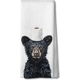 DOFQZ FUUNY Black Bear Bathroom Decor Hand Towels, Wild Animal Black Bear Hand Towels for Bathroom Washroom Restroom Decor,Wildlife Animal Lover Gifts for Women Men, 16x24 Inch