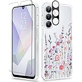 GVIEWIN for Samsung Galaxy A16 5G Case, [Screen & Camera Lens Protector] [Military-Grade Protective] Women Clear Floral Not Yellowing Shockproof Bumper Phone Case for Galaxy A16, Floratopia/Colorful