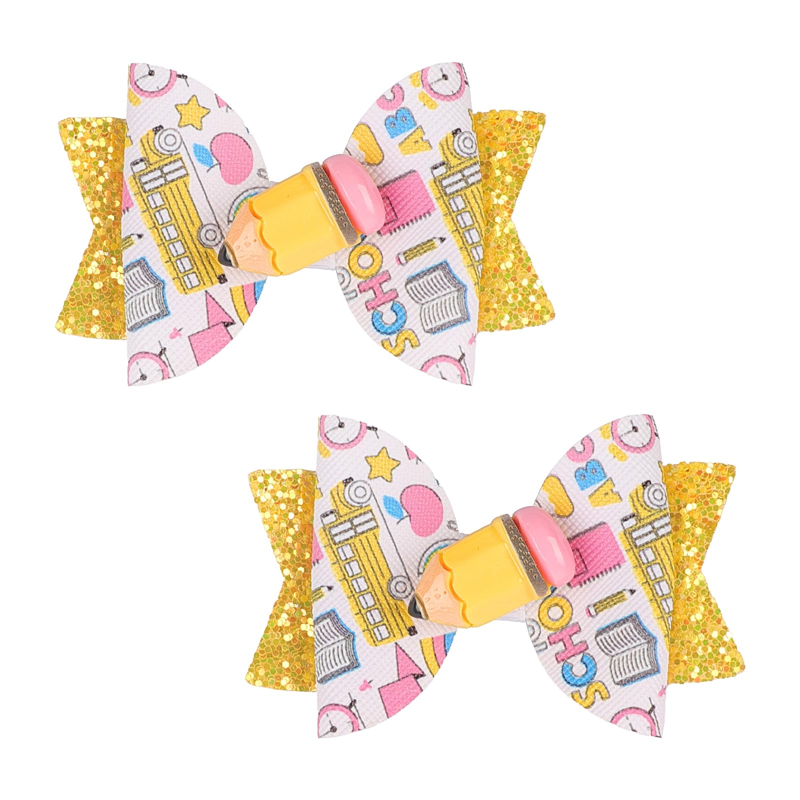 Photo 1 of Totelux Pencil Hair Bows Clips Glitter Bowknot Alligator Clips Hairpin Sequins Hair Barrettes for Women Girls Teacher Back to School Hair Accessories