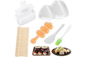ZUAKLPTON 7 Pack Onigiri Mold, Rice Mold Musubi Maker Kit, Non Stick Spam Musubi Maker Press Rice Ball Mold Shake Sushi Roller Mat Tool for Kids Bento Lunch and Home DIY