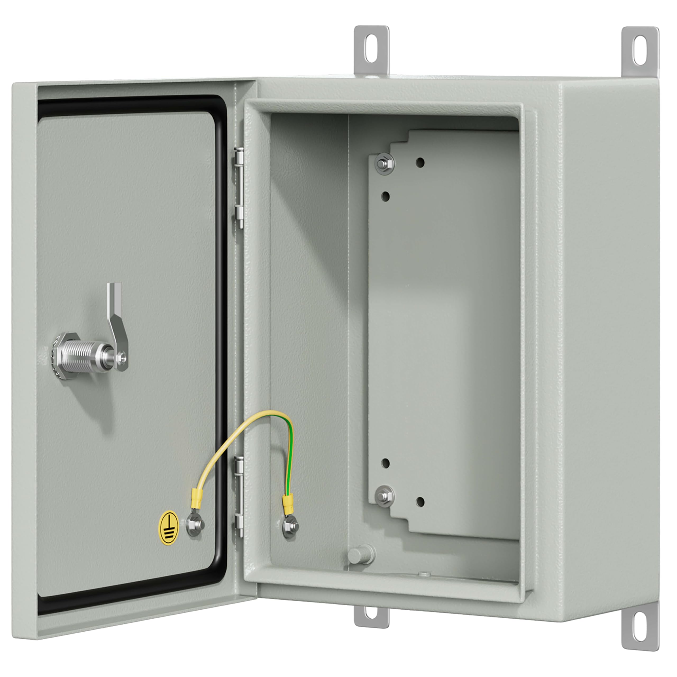 Photo 1 of KWONONG Metal Enclosure, IP65 Waterproof Electrical Box for Indoor and Outdoor Projects, Includes Mounting Plate and Wall Bracket 350×250×150mm (14"×10"×6")