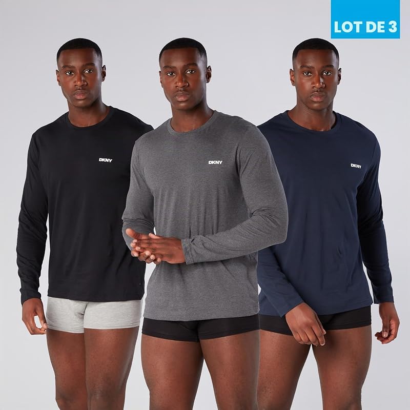 Warriors Tee Shirt Homme Manche Longue Coton | Lot Trois Pièces | T-Shirt Masculin Col Rond | Vêtements Sportswear | Tenue Sport Quotidienne Polyvalente