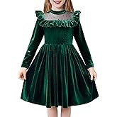 Arshiner Toddler Girls Christmas Dress Long Sleeve Velvet Dresses Princess Birthday Party Gown with Pockets 2-6 Years
