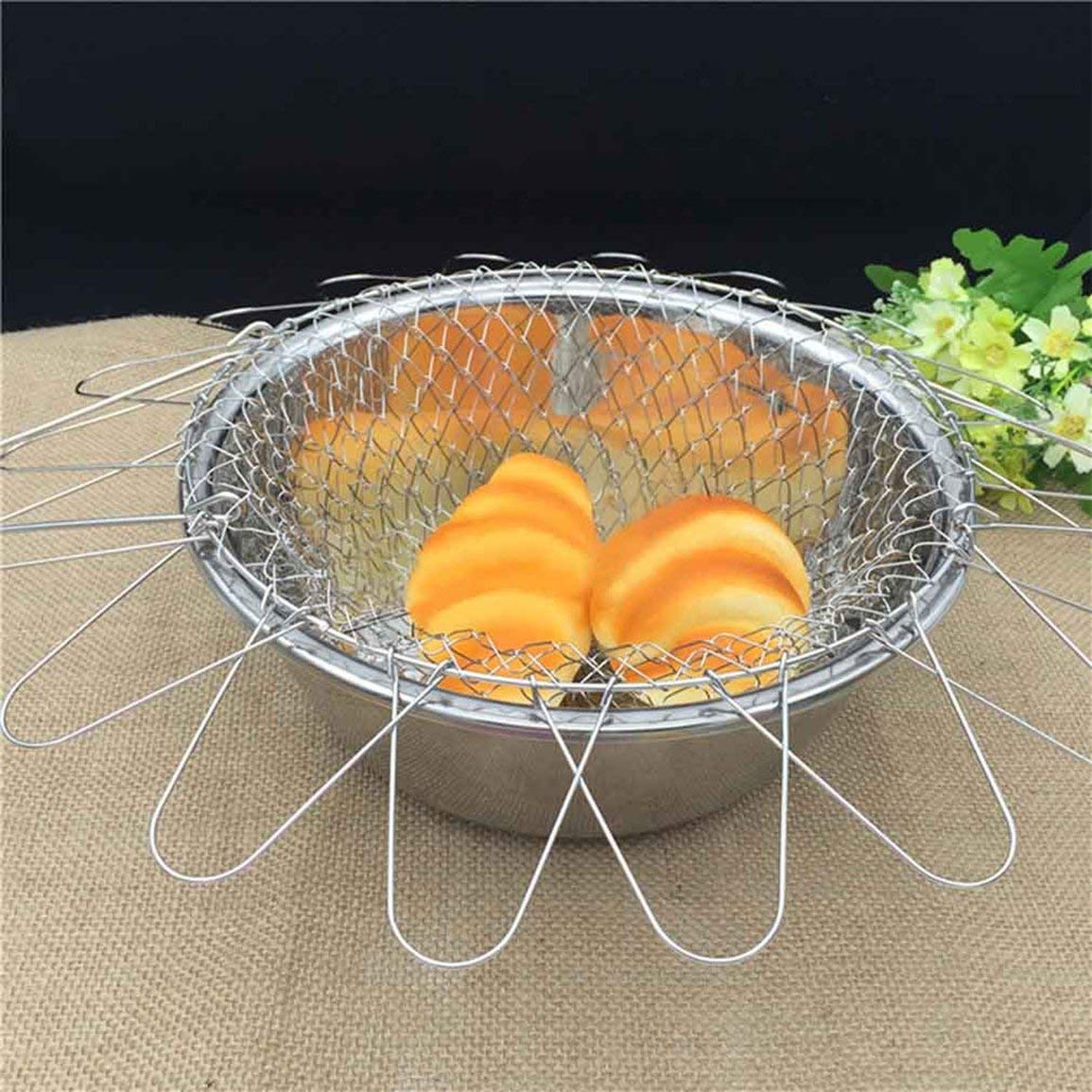 Hemoton 2 Cestelli Per Frittura In Acciaio Inox, Manici Pieghevoli, 15 Cm E 18 Cm – Perfetti Per Patatine, Pasta E Fritti - 4