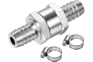 uxcell Non-Return One Way Check Valve 13mm Barb OD Aluminum Alloy with 2 Stainless Steel Adjustable 9-12mm Hose Clamps, for W
