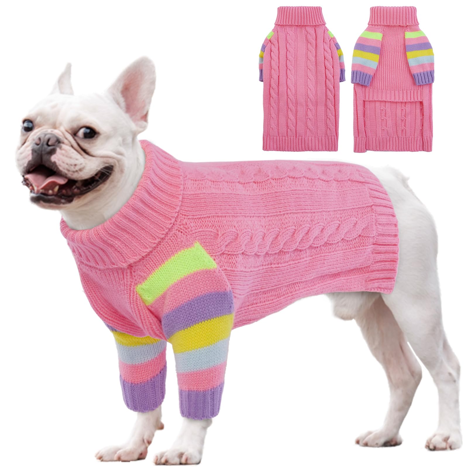 OUOBOB Dog Jumper, Medium Dog Jumpers for Dogs Girls Boys, Turtleneck Pullover Winter Dog Vest, Christmas Dog Outfits, Pet Sweatshirt Apparel Knitwear, Frenchie, Beagle, Boston Terrier M — image 1