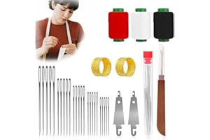 RAINPOT Big Eye Steel Sewing Needles Kit 34PCS | 5 Size Steel Needles for Hand Sewing Kit Stainless Needle for Adult with Case | Beginner-Friendly (34-PCS)