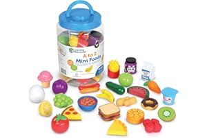 Learning Resources A to Z Mini Foods, Pretend Play Kitchen Accessories for Kids, Toddler Montessori, Fine Motor Skills, Gifts for Kids
