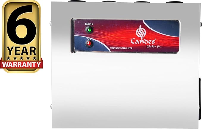 Candes for LCD/LED TV Up to 65 inch + Set Topbox/DVD Player (90V to 300V), 100% Copper Voltage Stabilizer with 6 Years Warranty & Wall Mountable SS Cabinet