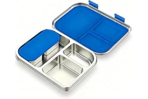Stainless Steel Bento Lunch Box for Kids & Adults | Leak-Proof, BPA & PFAS Free | 3+2 Compartment Food Container with Silicon