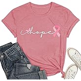 Breast Cancer Shirt Women Pink Ribbon Shirts Breast Cancer Awareness T-Shirts Spread The Hope Tee Top