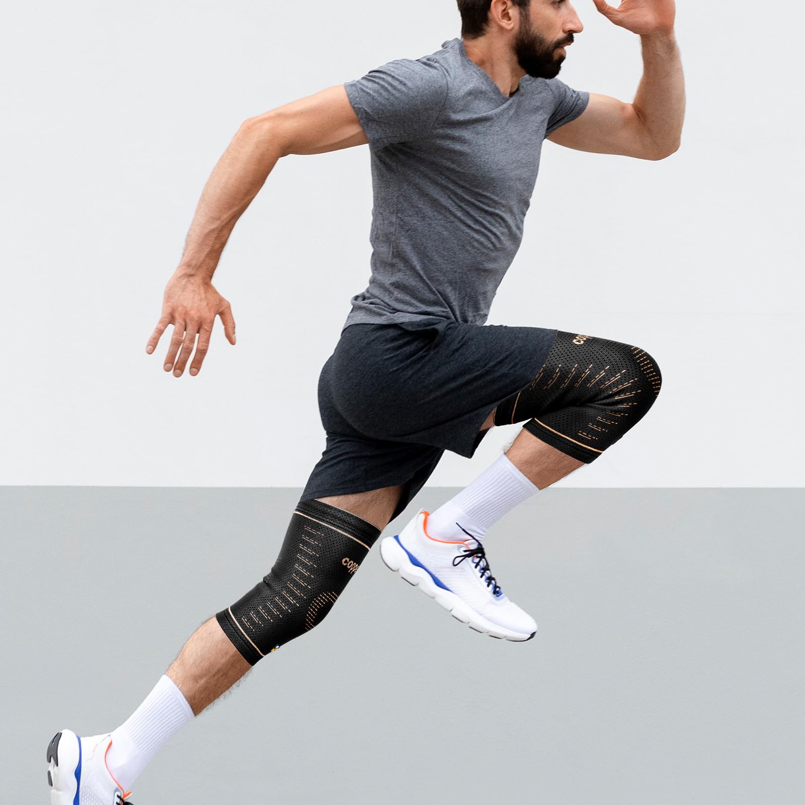 JIUFENTIAN Copper Knee Brace for Women and Men(2 Pack) -knee compression sleeves for Arthritis, Running & Daily Use-Targeted Support for Joint Stability & Pain Relief(Large)