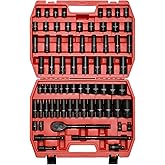 CASOMAN 1/2-inch 70 Pieces Impact Socket Master Set, SAE & Metric from 5/16"-1-1/4",8-24mm, CR-V, Shallow/Deep Socket with Ra