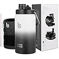 BOTTLE BOTTLE Insulated Water Bottle 64 oz with Straw and Dual-use Lid Half Gallon Water Jug Vacuum Stainless Steel for Workout and Sports Insulated Beer Growler with Handle White Black