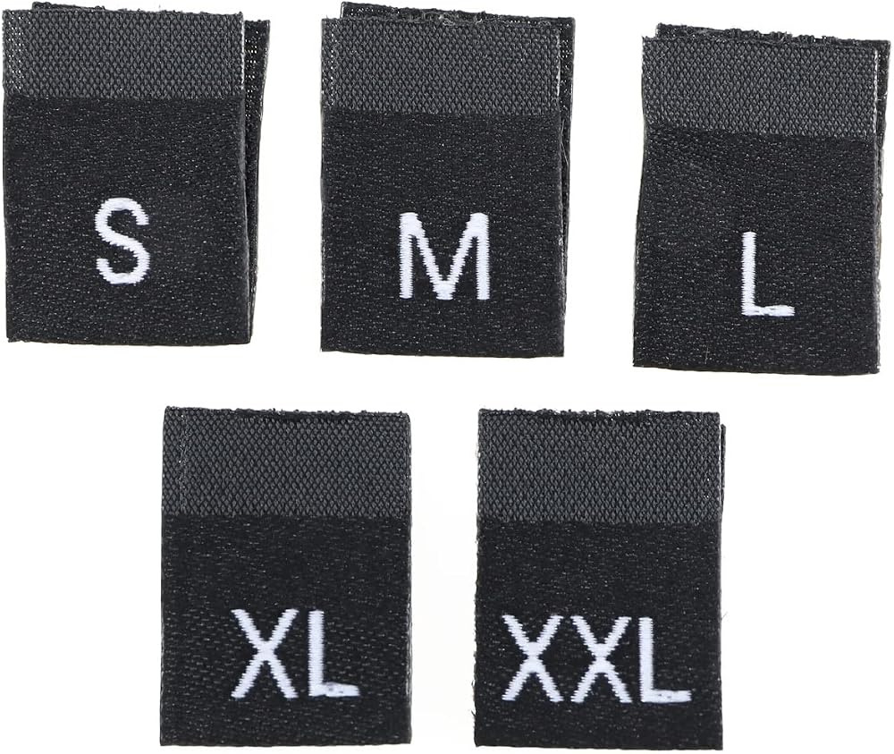 YINETTECH 500PCS Clothes Size Labels S M L XL XXL Embroidered Tags