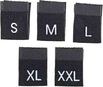 YINETTECH 500PCS Clothes Size Labels S M L XL XXL Embroidered Tags