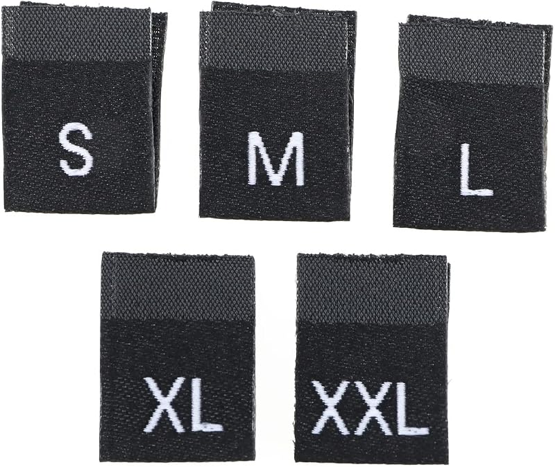 YINETTECH 500PCS Clothes Size Labels S M L XL XXL Embroidered Tags