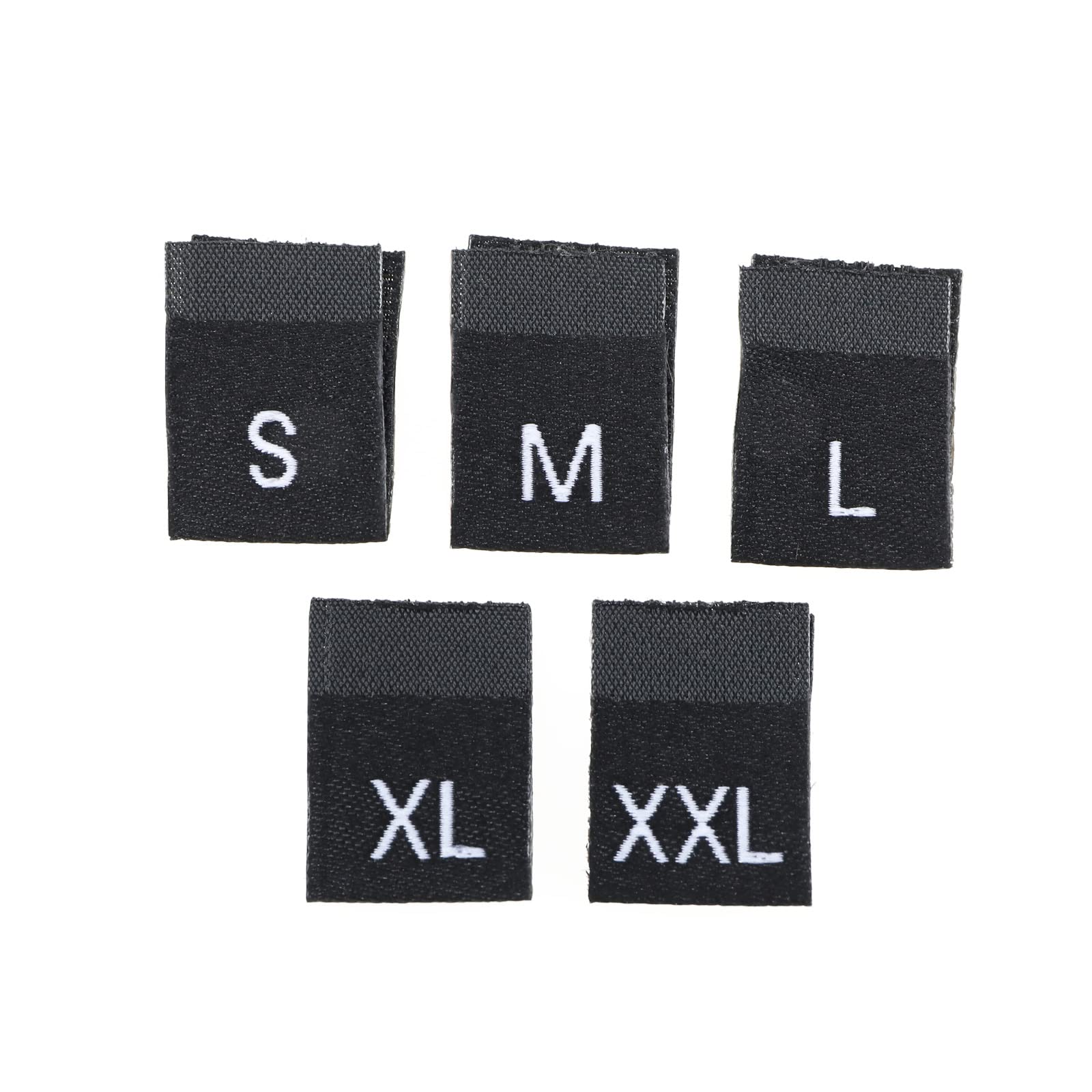 YINETTECH 500PCS Clothes Size Labels Sewing Size Tags Polyester Embroidered Garment Labels for Dresses Shirts Blouses Pants Clothes Accessories S M L XL XXL Black