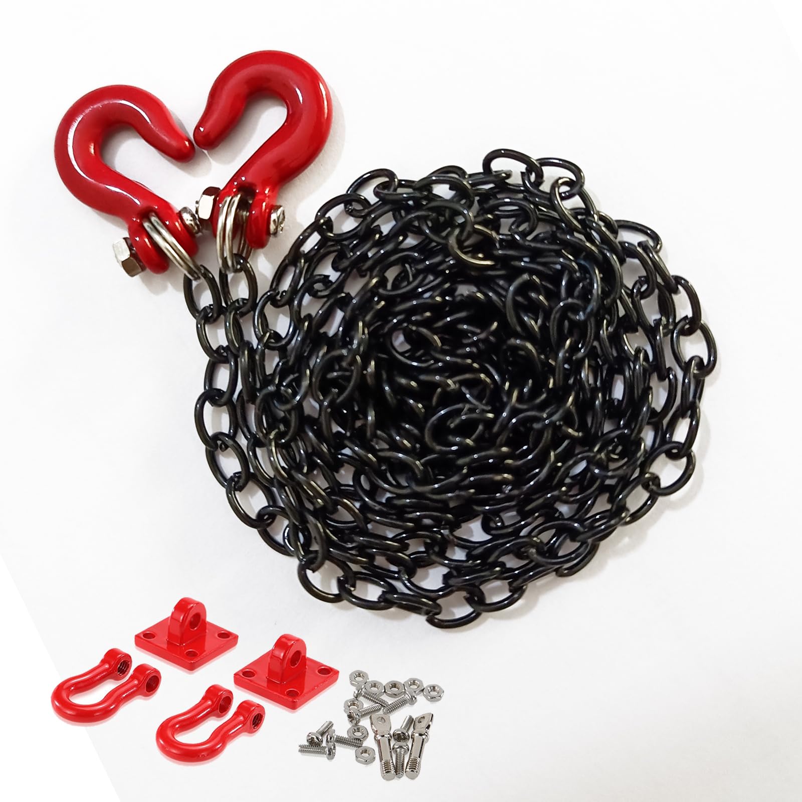 YijiaLink Metal Trailer Chain and Tow Hook RC Car Decoration Accessories Compatible with 1/10 RC4WD D90 Axial SCX10 RC Rock Crawler