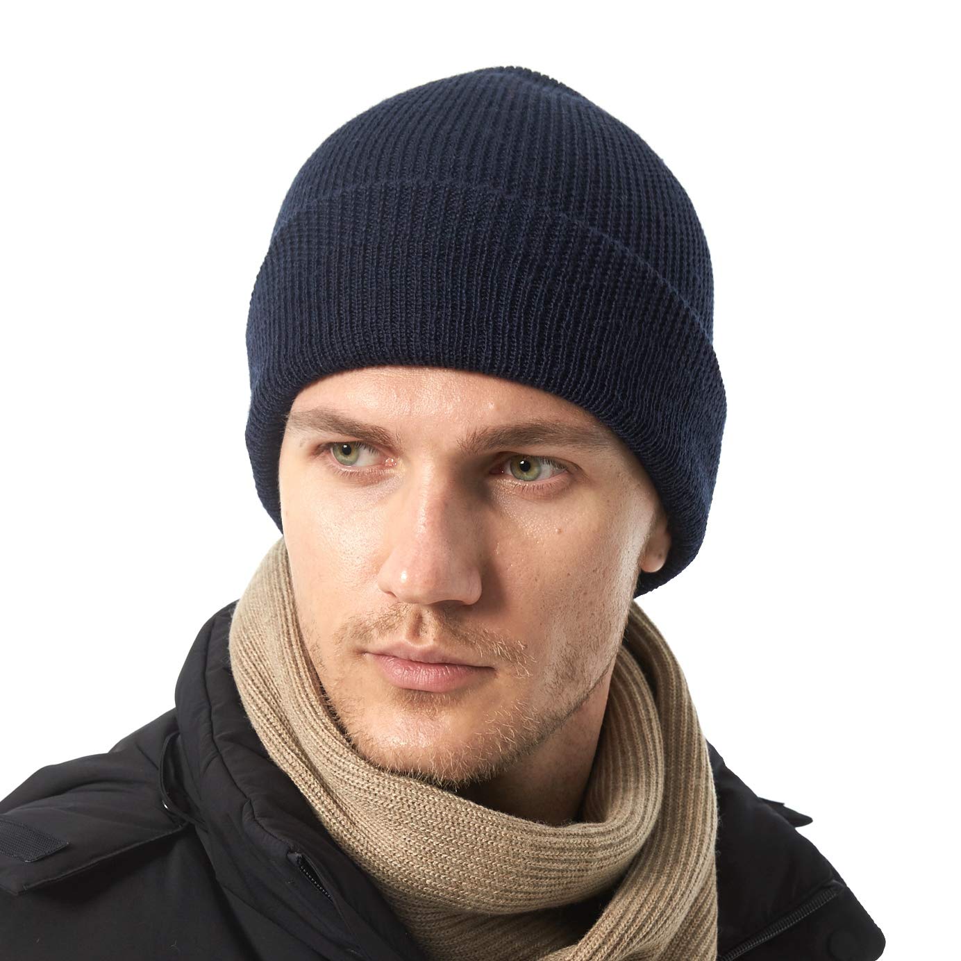 TeeoffBeanie Hat 50% Wool Daily Warm Soft Winter Knit Ski Skull Cap