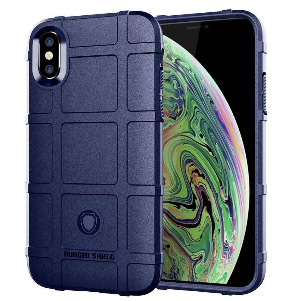 LABILUS iPhone Xs MAX case, (Rugged Shield Series) TPU Thick Solid Rough Armor Tactical Protective Cover Case for iPhone Xs MAX (6.5 inch) - Navy Blue