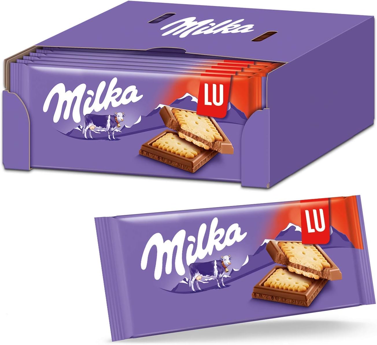 Milka & LU Biscuits 18 x 87g Delicate Alpine Milk Chocolate Bar with LU Biscuits