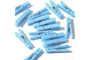 JUXINGDAZYF 60PCS Baby Shower Clothespin Games Boy Plastic Mini Clothes Pins 1.4 inch for Party Decorations,DIY Crafts(Blue)