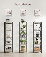 VASAGLE 5-Tier Bookshelf 30x39.6x154 cm Industrial Heather Greige Ink Black view 8