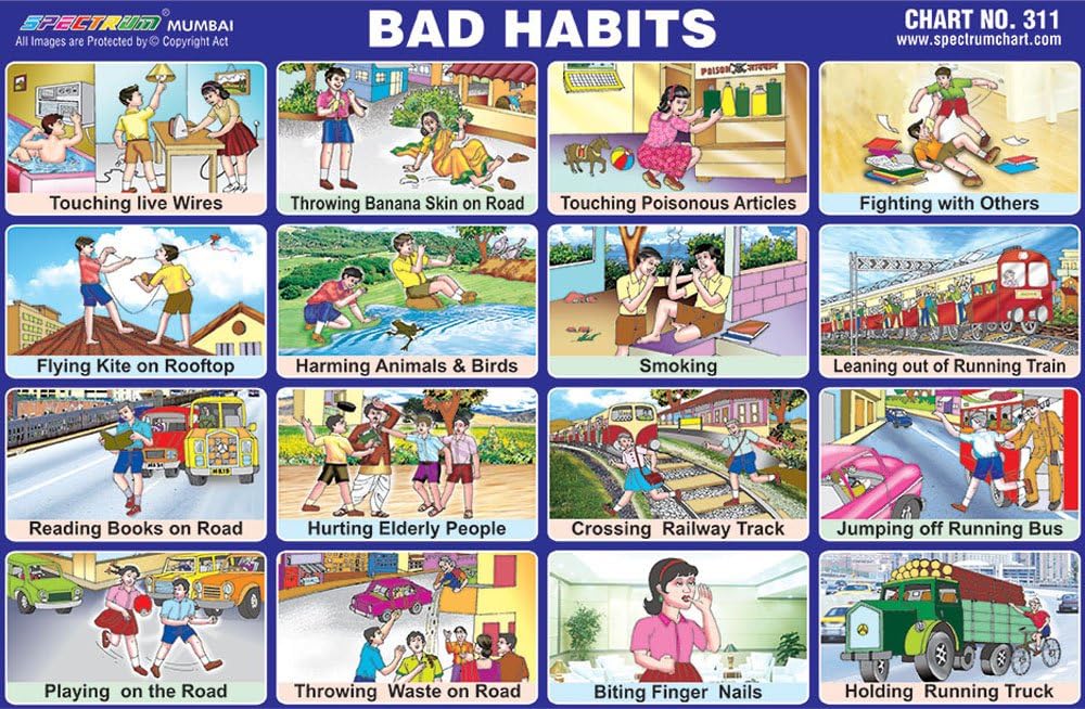25 x Pre School Children Bad Habits Learning Educational Pictorial