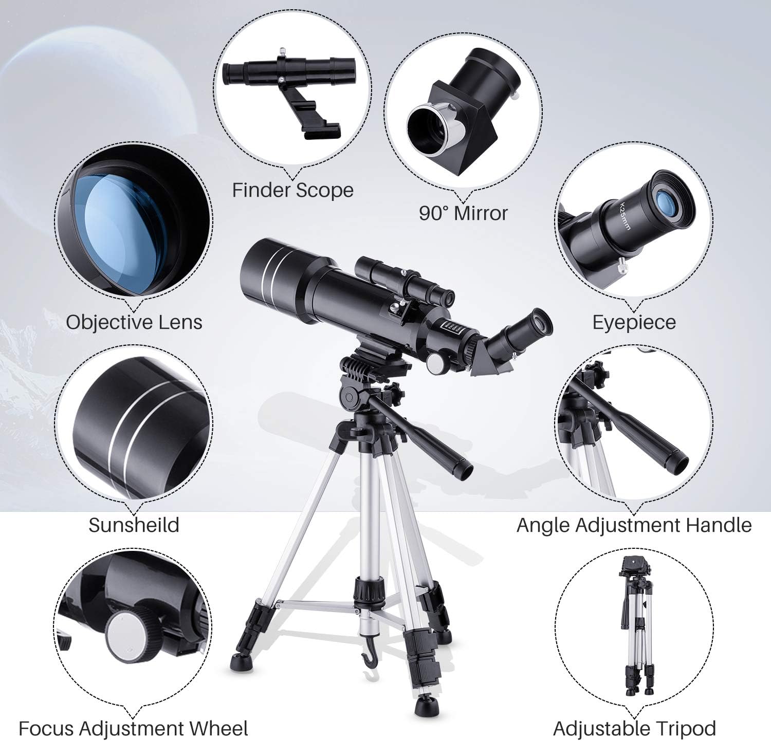Watching The Animals Upgraded Telescope HD 400/70mm Telescope for Kids Adults Refractor