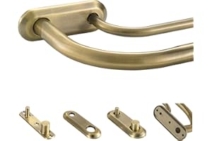 Lwiiom Double Curtain Rod for Windows 48 to 84 Inch,Adjustable Antique Bronze Wrap Around Curtain Rod with Aluminum Double-deck Finials and Brackets,1"Front and 5/8" Back Blackout Curtain Rod