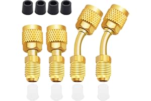 Aienxn R410A Mini Split Adapter, 5/16" Female to 1/4" Male Flare, R410a Adapter for Mini Split System, 2 Straight and 2 Angled Adapters for Air Conditioner and HVAC