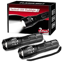 2 Pack Flashlights High Lumens, 5 Modes Zoomable