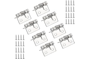 PATIKIL 8 Pcs Spring Loaded Hinges, 1" 304 Stainless Steel Self Closing Small Door Hinges with Screws for Cabinet Door