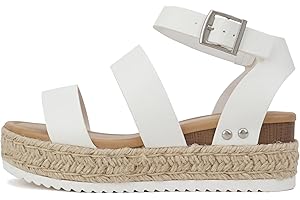 Soda Topic Open Toe Buckle Ankle Strap Espadrilles Flatform Wedge Casual Sandal