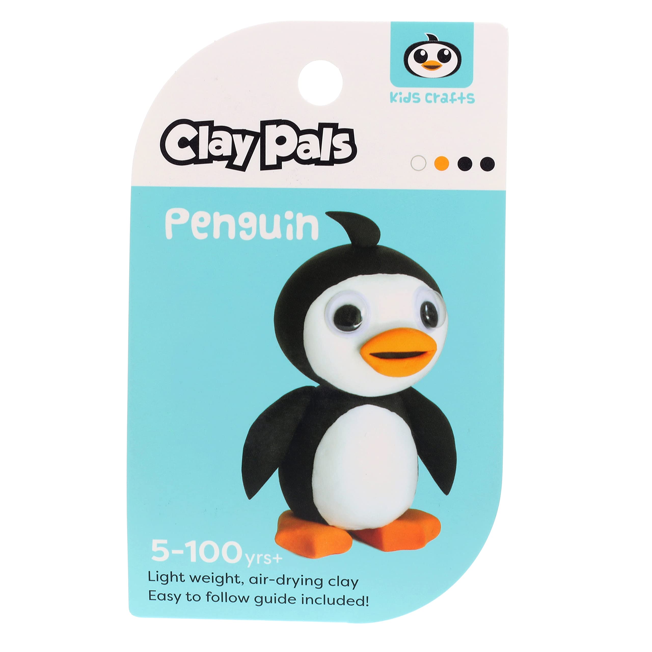 Clay Pals Penguin - Easy Sculpt Fun Fast Air Drying Non Toxic Quick Dry Ultra Light Creative Clay Art and Craft Modelling Set for Kids