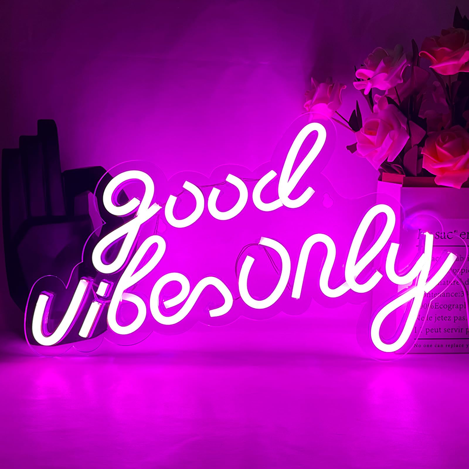 UExnkj-Y Good Vibes Only Neon Sign Pink LED neon letters Wall Lights Signs USB Decor Neon Light Sign for Bedroom, Wall Decor, Game Room, Party, Bar Decor