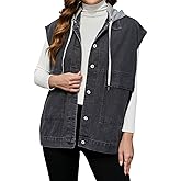PAODIKUAI Women's Oversized Denim Vest Mid Long Jean Vest Sleeveless Jackets Distressed Vest Cotton