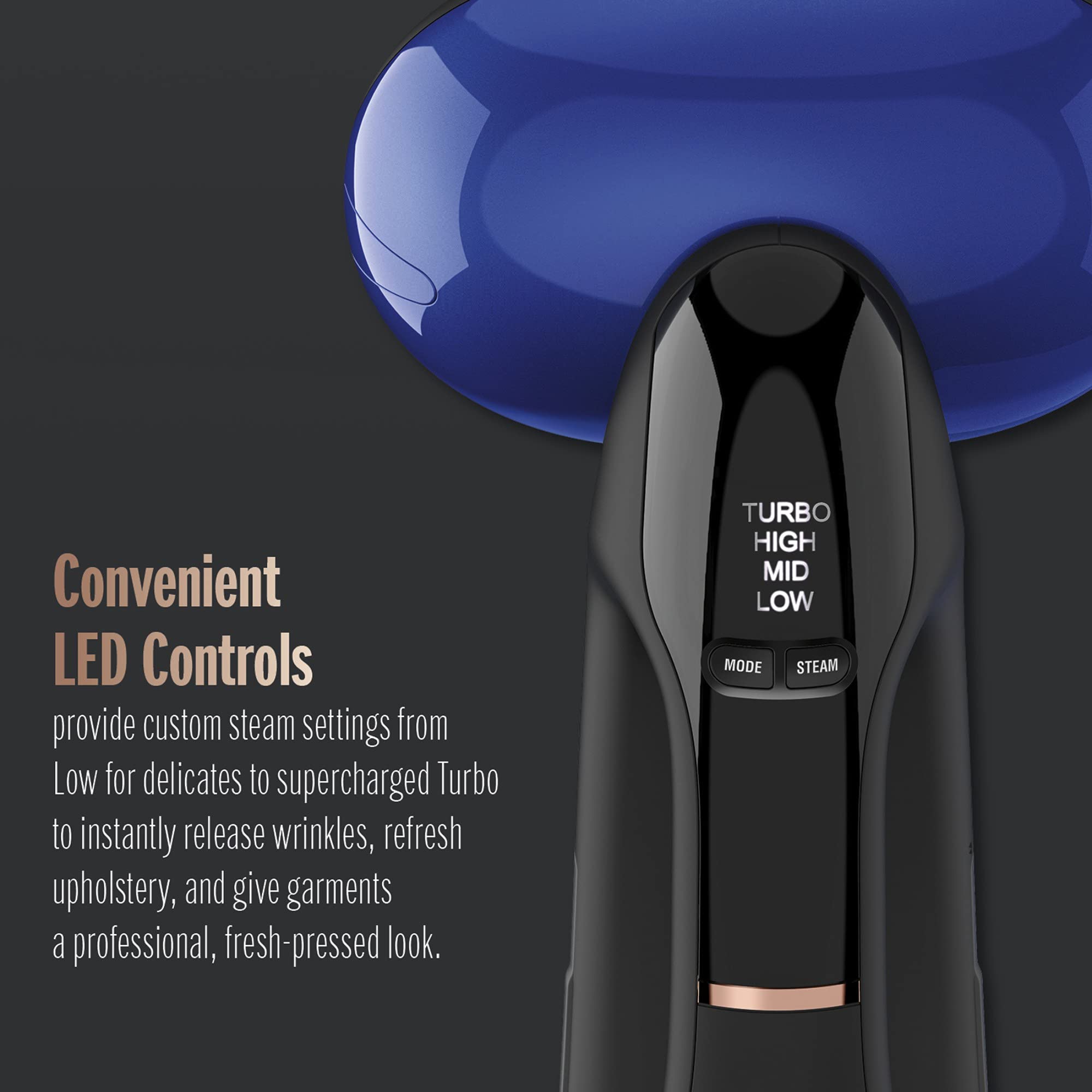 Conair 2-in-1 Handheld Steamer and Iron for Clothes, Turbo ExtremeSteam 1875W Garment Steamer and Clothing Iron,Black / Blue