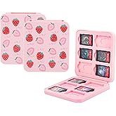GLDRAM Strawberry Game Case for Nintendo Switch, Pink Game Holder for 12 Switch and 12 Micro SD Cards, Cute Switch Card Storage, Portable Game Accessories Kit for Switch 2/NS/OLED/Lite