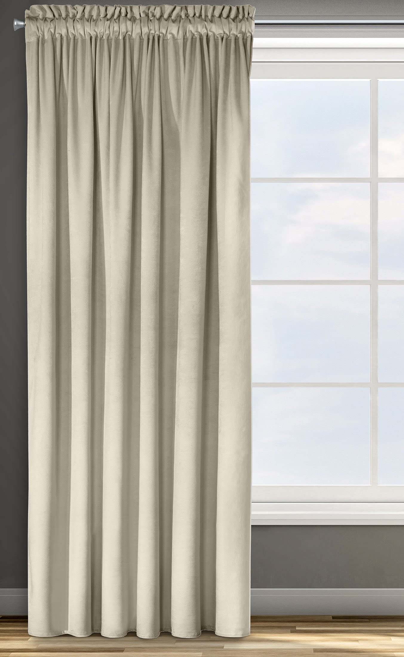 Eurofirany Design91 ROSA Soft Plain Opaque Velvet Curtain with Tape For Rail - 1 Unit, Fluffy Panel Drape Classic Glamour Elegant Living Room, Bedroom, W53 x L118, Dark Green