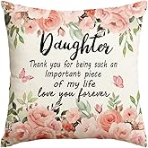 AVOIN colorlife to My Daughter Floral Throw Pillow Cover, 18 x 18 Inch Christmas Daughter Gift Lady Girls Birthday Cushion Case from Mum Dad